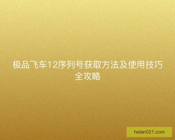 极品飞车12序列号获取方法及使用技巧全攻略